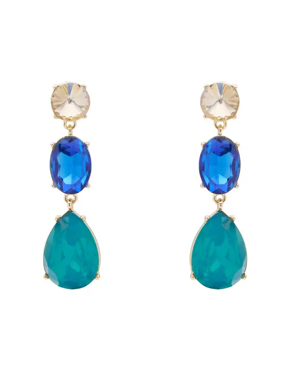 3 TIER STONE DROP EARRING