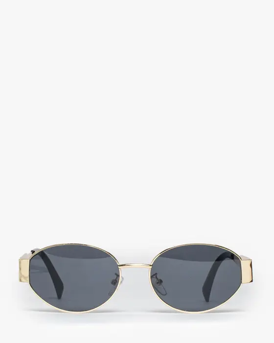 Black Oval Metal Detail Sunglasses