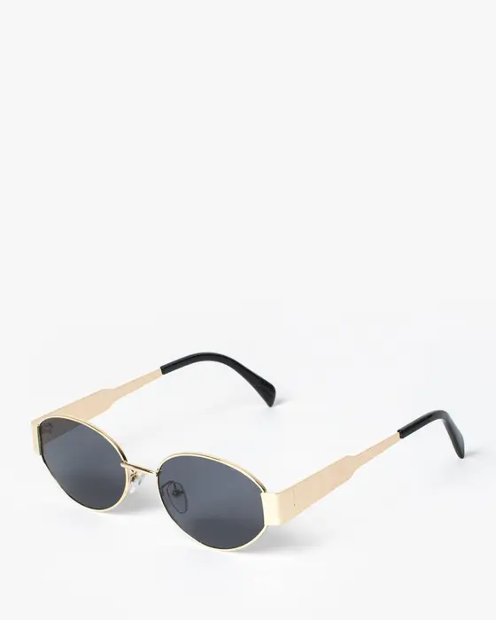 Black Oval Metal Detail Sunglasses — view 3