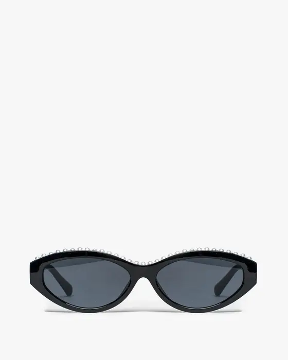 Black Pearl Embellished Rounded Sunglasses