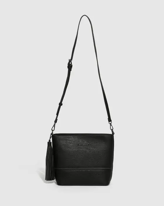 Black Pia Tassel Medium Crossbody Bag — view 3