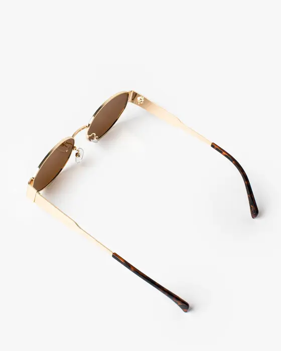 Brown Oval Metal Detail Sunglasses — view 3
