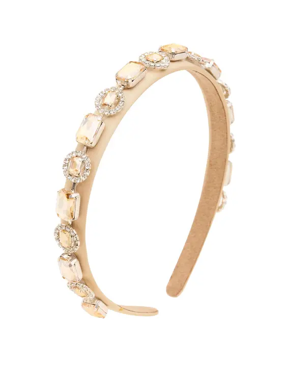 Champagne Bejewelled Narrow Headband — view 3