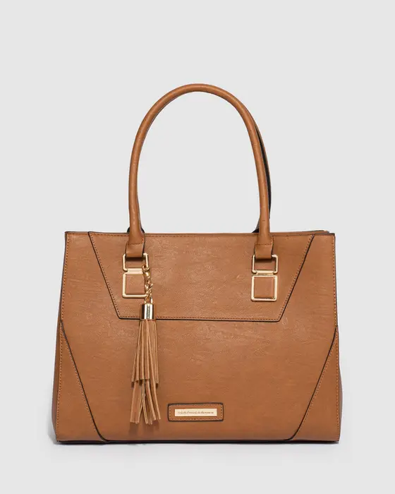 Tan Demi Panel Tote Bag