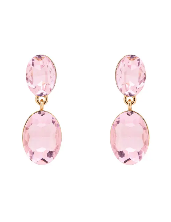 DOUBLE DROP OVAL STONE EARRINGS