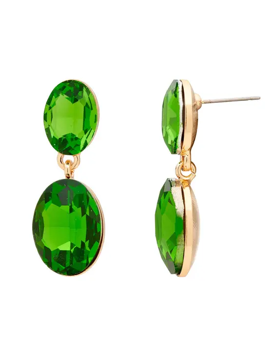 DOUBLE DROP OVAL STONE EARRINGS — view 3