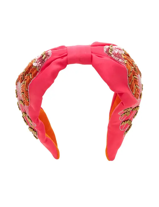 FEATHER BEAD AND EMBROIDERY WIDE KNOT HEADB — view 3
