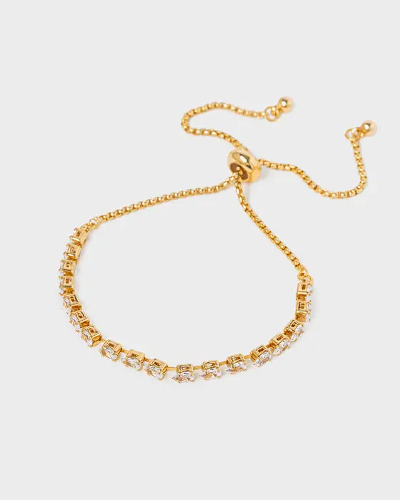 Gold Cubic Zirconia Multi Teardrop Bracelet