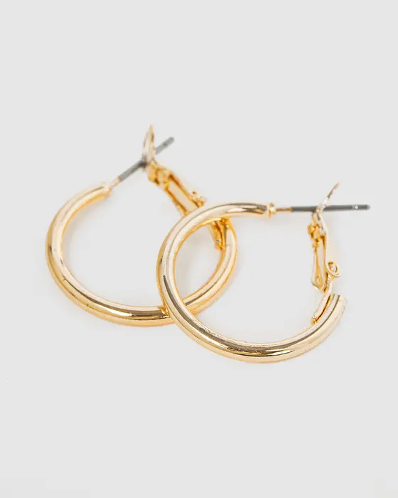 Gold Fine Hoop Earrings - 20mm — view 3