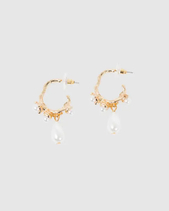 Pearl Hoop Earrings — view 3