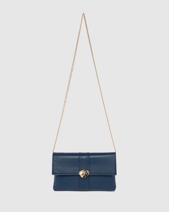 Navy Polly Flap Clutch — view 3