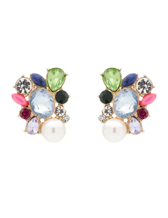 PEARL COLLAGE CLUSTER EARRING
