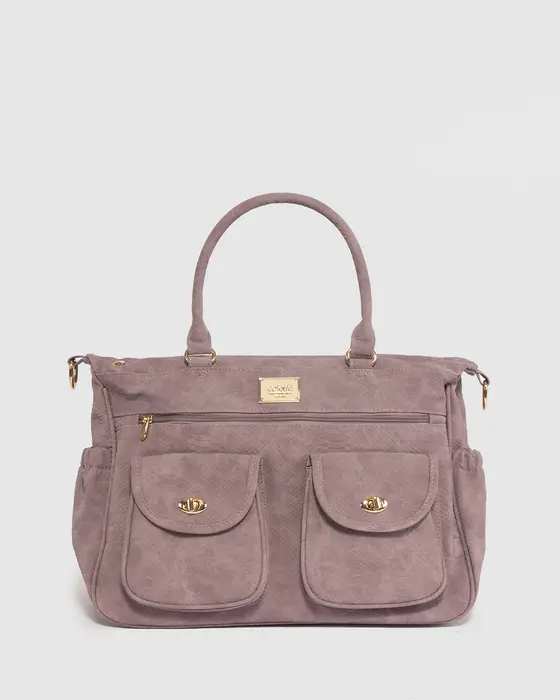 Purple Double Pocket Baby Tote