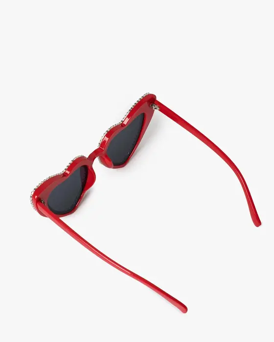 Red Double Rhinestone Heart Sunglasses — view 3