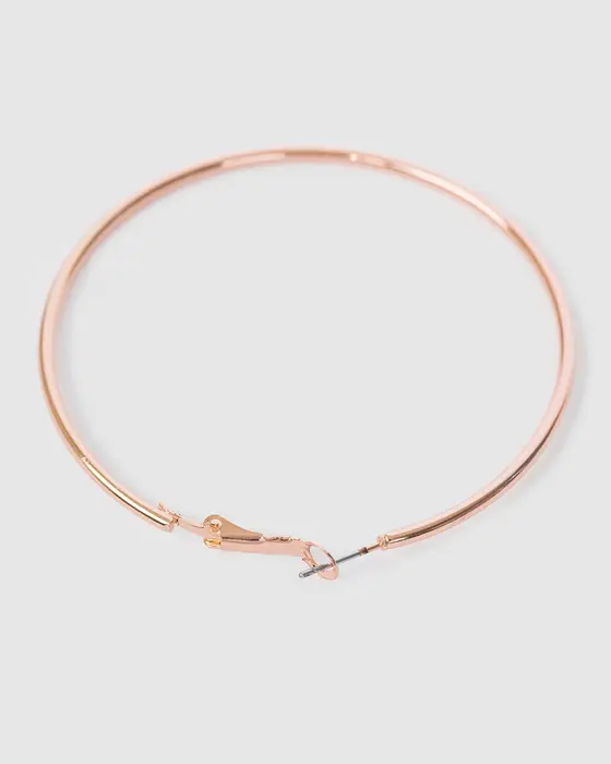 Rose Gold Fine Hoops Earrings - 60mm — view 3