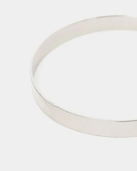 Silver Thick Metal Bangle Bracelet — view 3