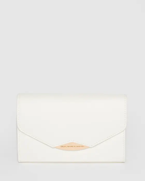 White Madi Envelope Clutch Bag