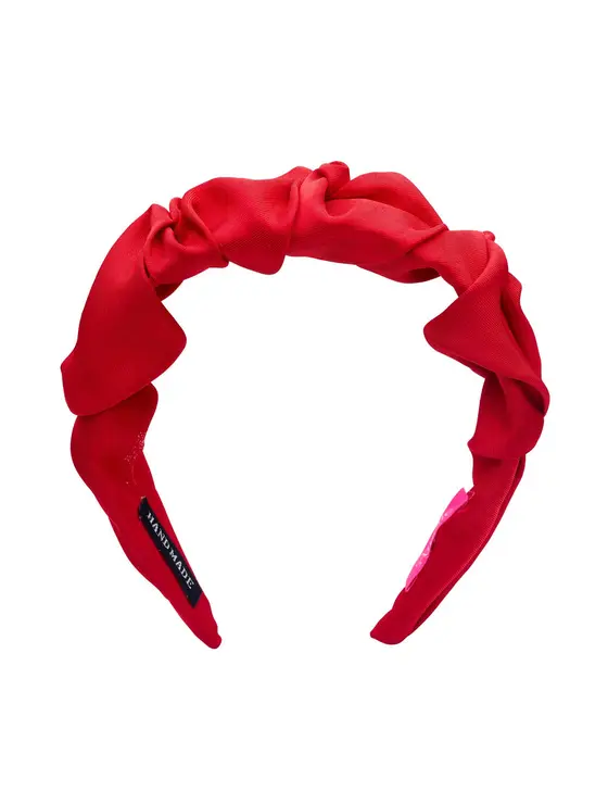 Wine Red Ruffle Satin Headband