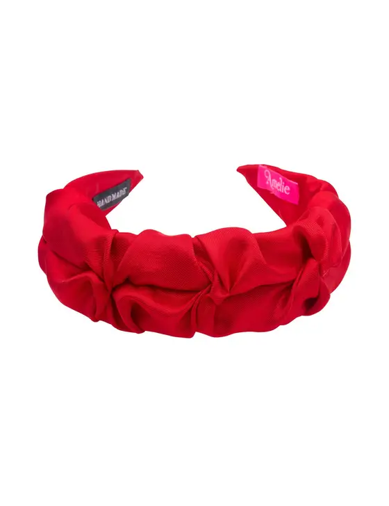 Wine Red Ruffle Satin Headband β view 3